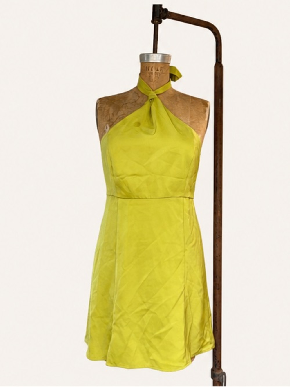 Urban Outfitters Jillian Lime Green Halter Mini Dress new with tags size M